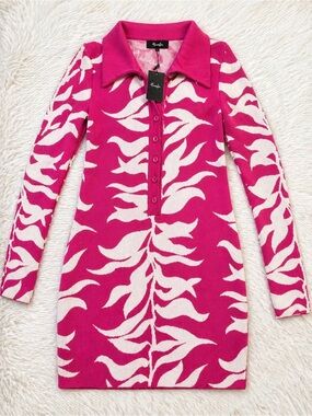 Hanifa Soraya Knit Mini Dress | Pink & Ivory | Size L | NWT | Statement Piece